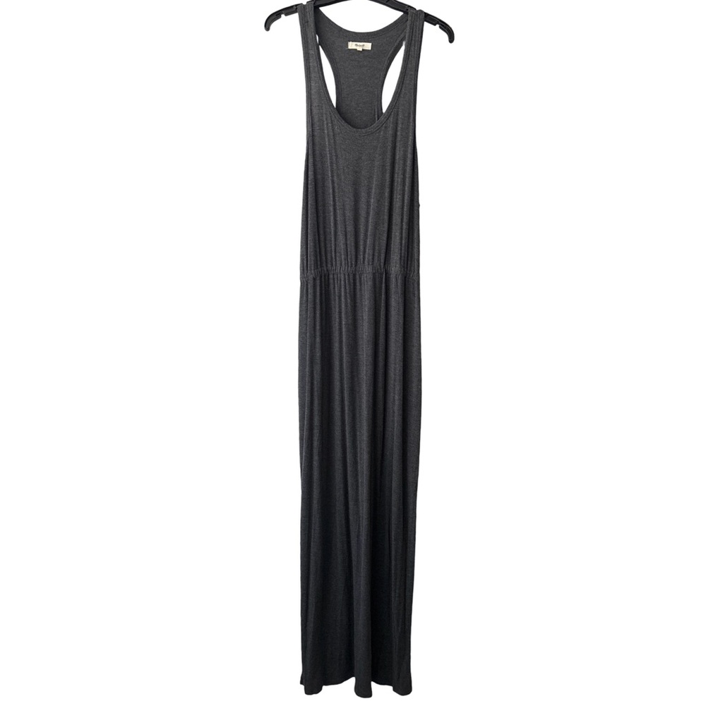 Madewell Women’s Sleeveless Racerback Heather Gray Side Slit Maxi Dress Medium - Picture 7 of 15